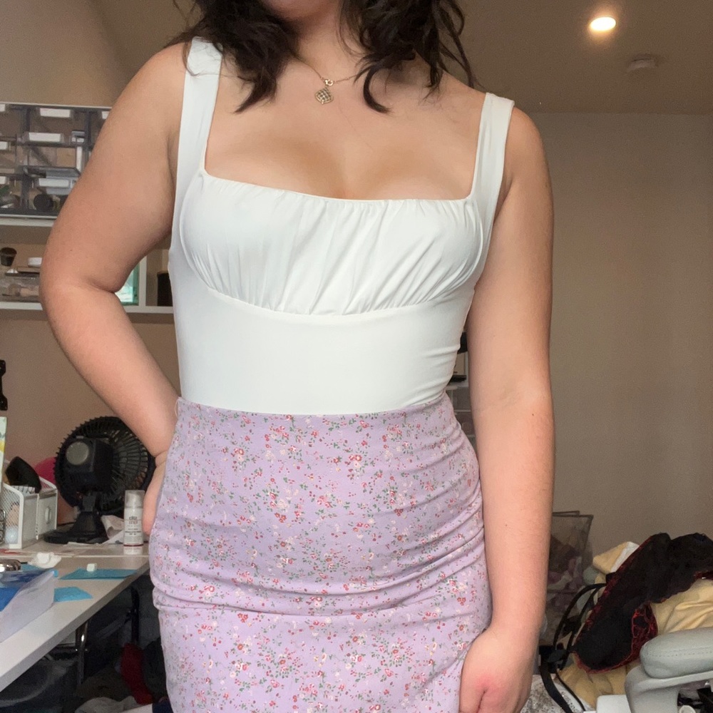 Princess Polly: White Bodysuit with Ruched Bust